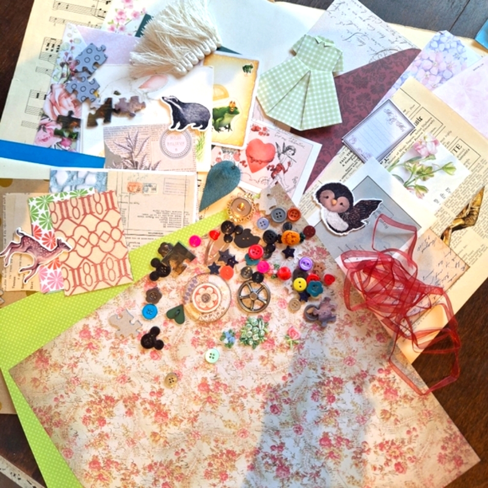 50 PIECE CRAFTING LOT Scrapbook Ephemera Junk Journals Art Creative - Picture 2 of 2